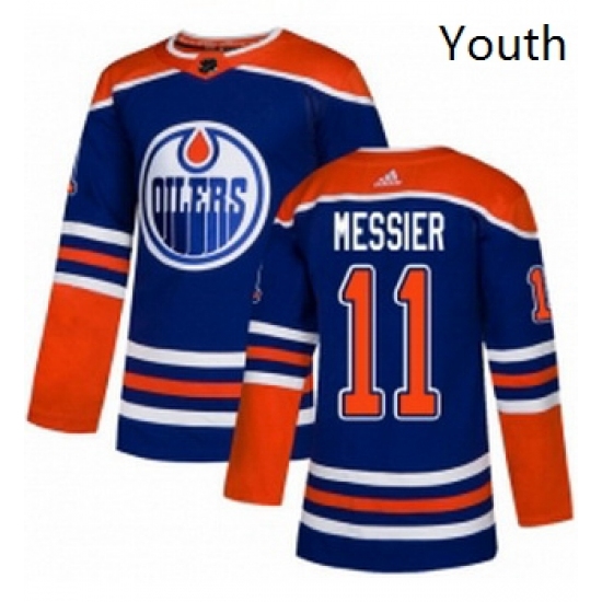 Youth Adidas Edmonton Oilers 11 Mark Messier Authentic Royal Blue Alternate NHL Jersey